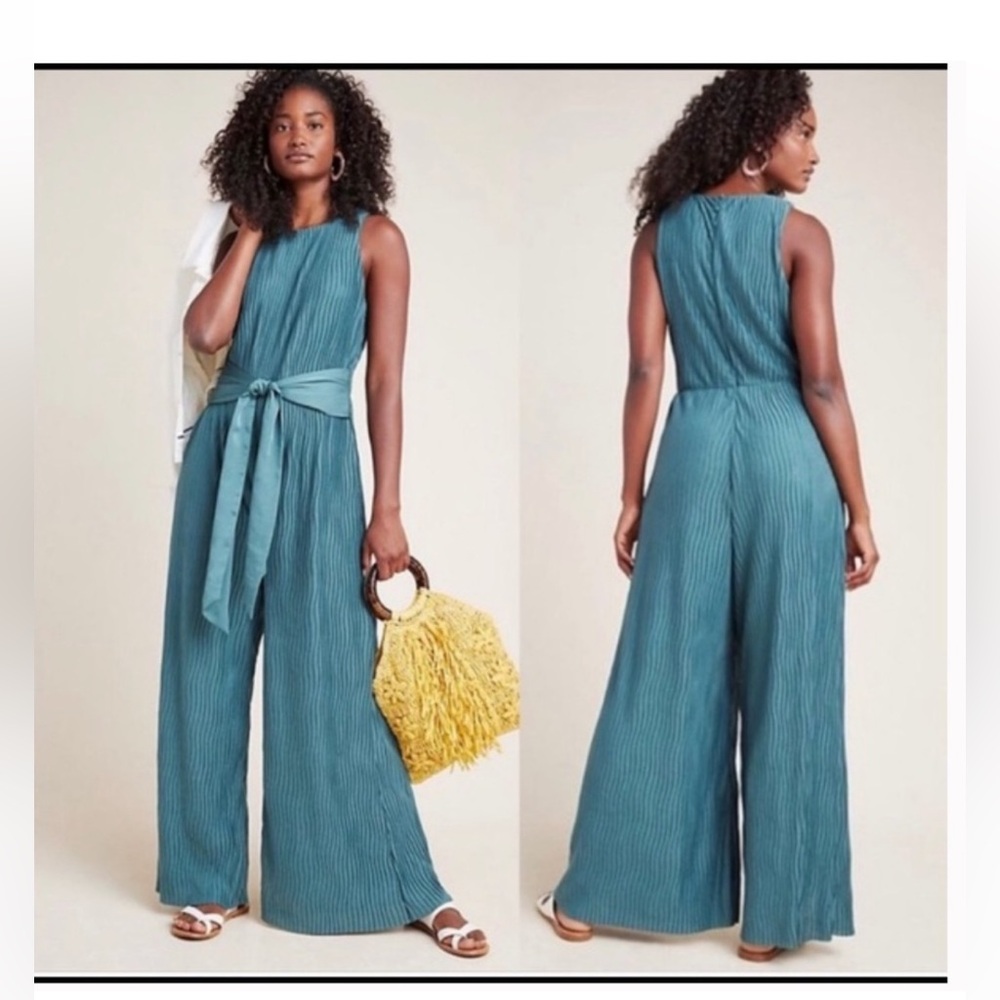 NWT Anthropologie Marina Plisse Jumpsuit